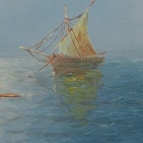 Christos Tselios Authentic Oil Painting on Canvas Signed Seascape 70x50 cm