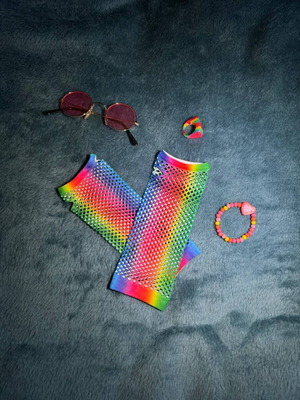 Rainbow Stuff gloves set like new, multicolored