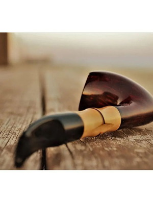 Butz Choquin Bamboo Tobacco Pipe Black 9mm Semi-Curved