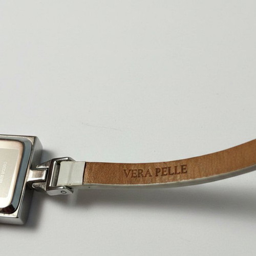 Haurex women's watch like new, white with leather strap and rhinestones
