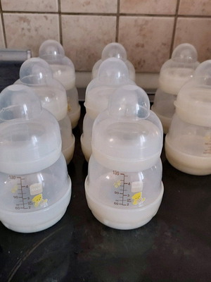 Mam 130ml baby bottles used, set of 8