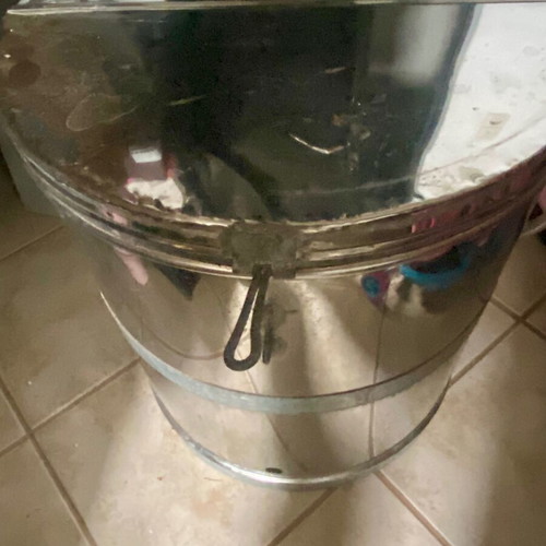 Stainless steel oil barrel used, with handles and lid 30L