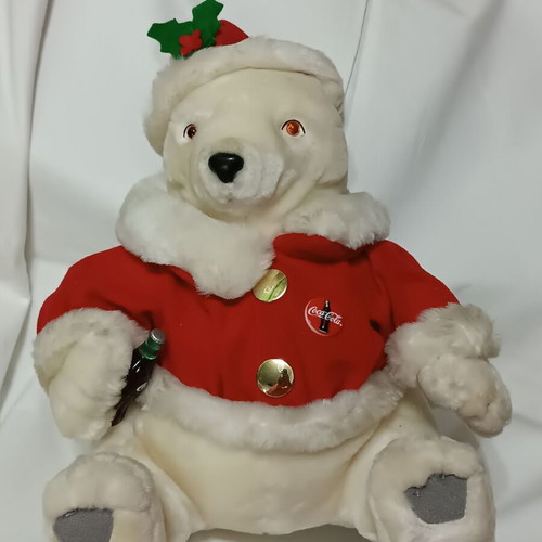 Collectible plush Thirsty Bear by Coca Cola used, 1999 Christmas edition