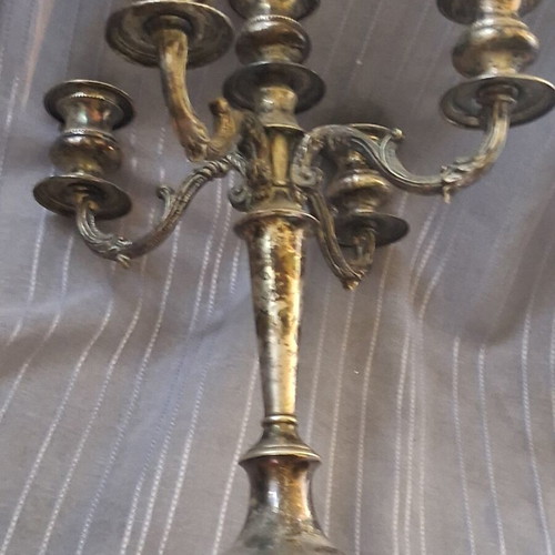 Silver 925 Handmade Five-Arm Baroque Candlestick