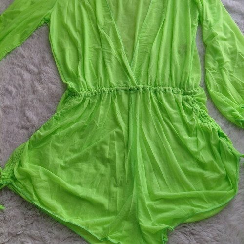 Lime Neon Romper Cover-Up for Swimwear like new