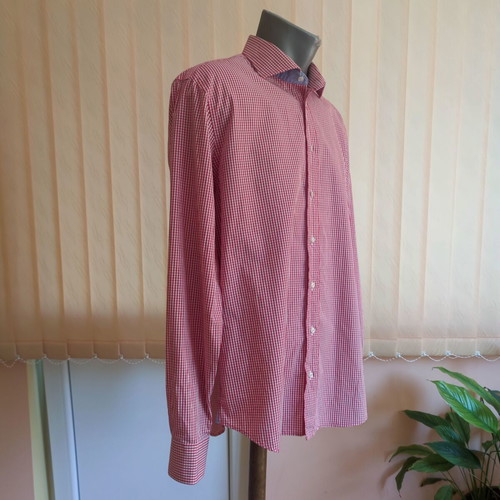Daniel Hechter Paris men's shirt size L red checkered like new