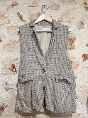 Stradivarius check waistcoat beige used, size M