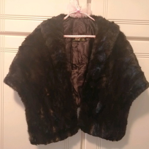 Mink fur bolero in black with 2 fur collars gift