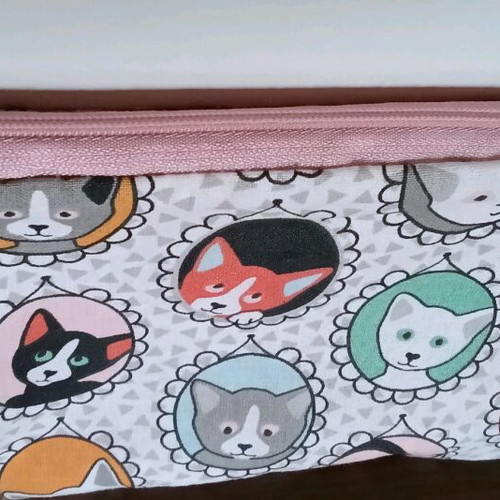 Handmade Vintage Cats Cosmetic Bag like new, 20 x 13 cm