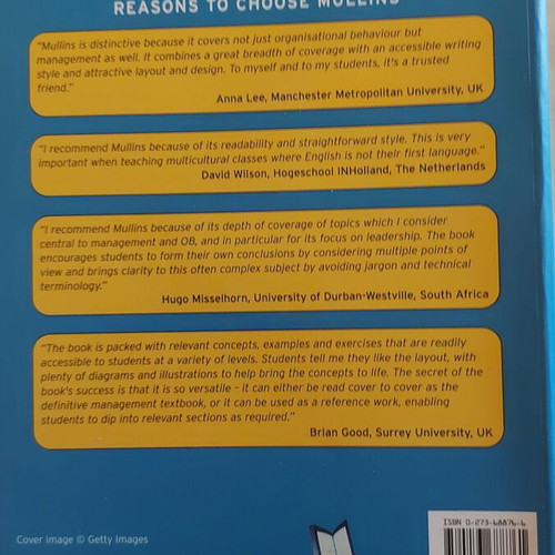 Management and Organisational Behaviour Laurie J. Mullins 7th Edition like new