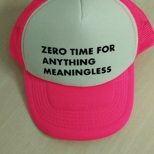 Hat unused, white and pink, perforated back