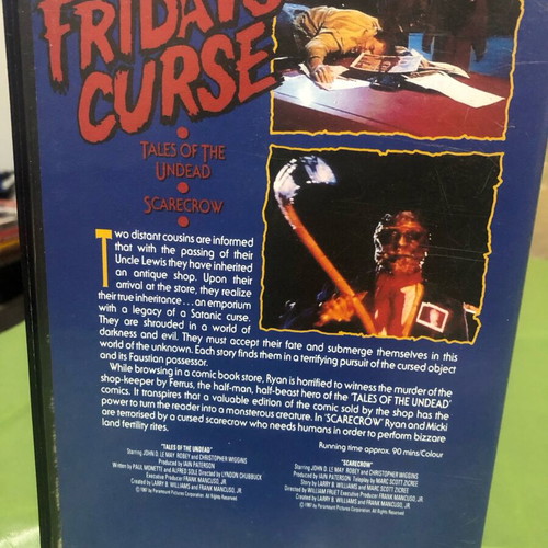 Friday’s Curse: The Terror Continues VHS tape used, horror genre