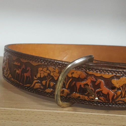 Just Brass INC Freeport New York vintage belt custom made, brown