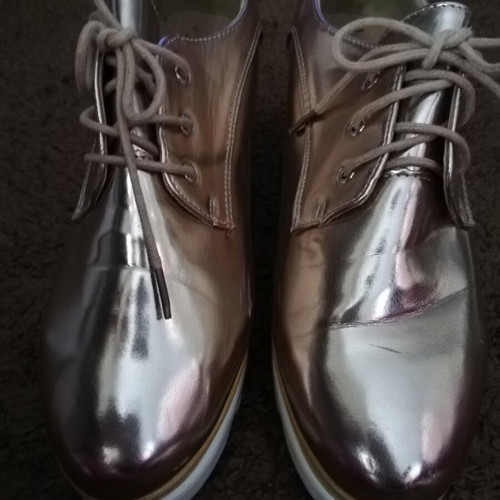 Wedge oxfords size 40 like new, pink gold platform