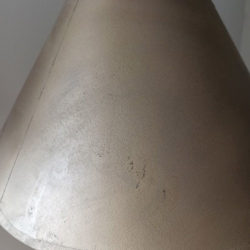 Wooden floor lamp handmade, used, minimal design with oil lampshade