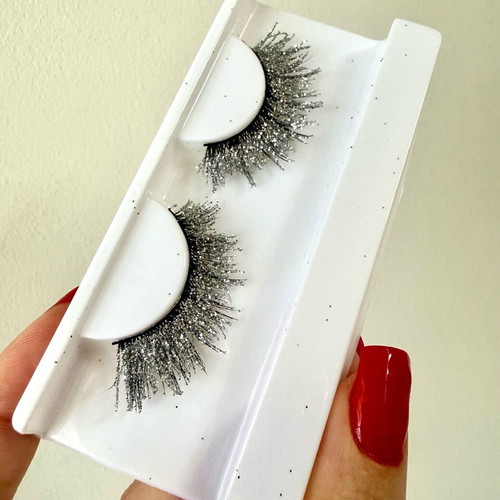 Glitter silver false mink lashes 3D brand new