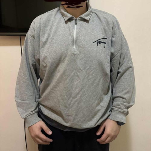 Tommy Jeans ανδρική γκρι vintage μπλούζα quarter zip σαν καινούργια, μέγεθος XL