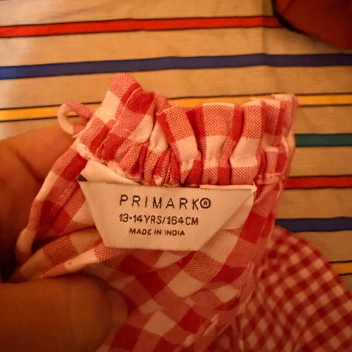 Primark Kids summer dress pink white gingham size 13-14 years like new