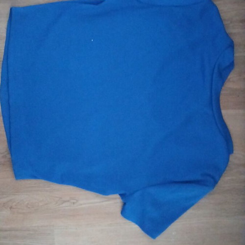 Blue elastic short-sleeve blouse one size like new