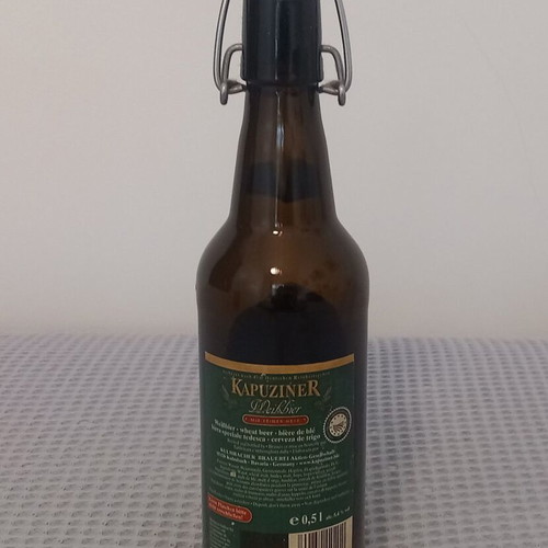 Kapuziner beer bottle used, empty, height 27.5 cm