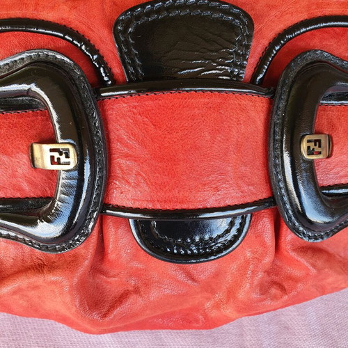 Fendi shoulder bag used, red and orange, leather