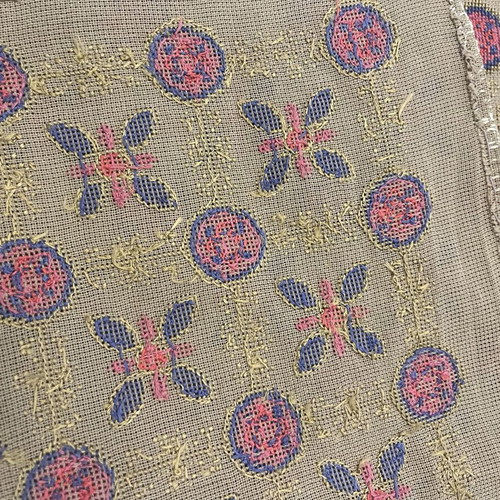 Handmade embroidered table runner used, earth tones, 96x47 cm