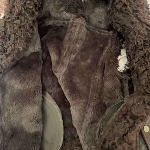 Vest made of eco leather and fur like new, vintage distressed style