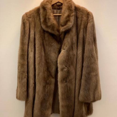 Mink fur coat like new, brown-beige