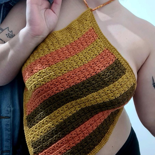 Handmade crochet top like new, multicolored