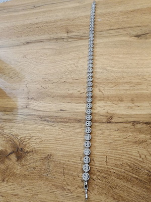 Crystal smiley face tennis chain necklace like new, silver