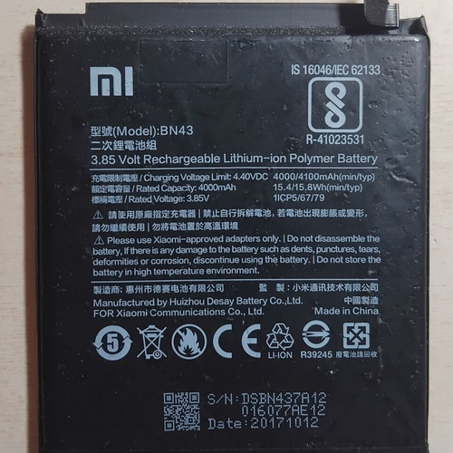 Xiaomi BN43 battery used for Redmi Note 4X
