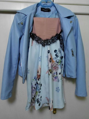 Jacket, camisole and pants bundle, like new, Stradivarius pink and turquoise