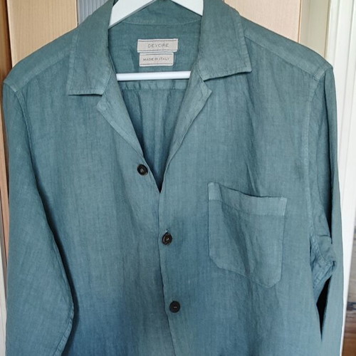 Devore Linen Overshirt Made in Italy, like new, green