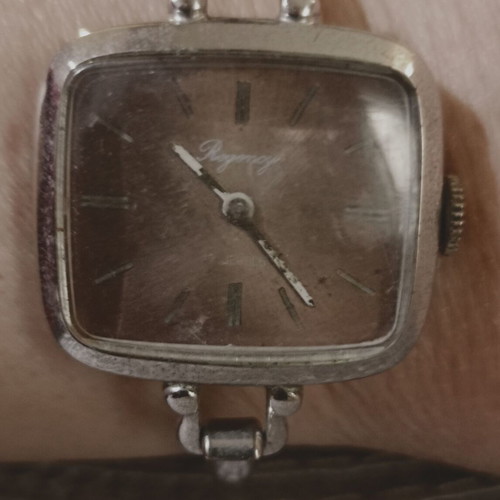 Regency wristwatch used, 17 jewels, silver, bracelet strap, not working