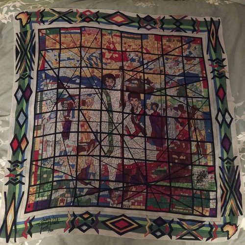 Vintage silk scarf by Afewerk Tekle 1986