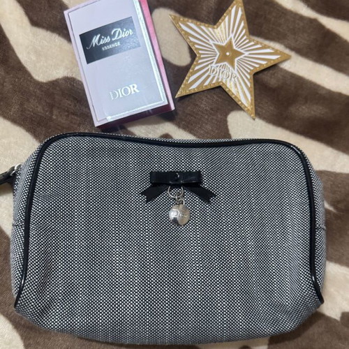 Dior fabric toiletry bag used, black and grey