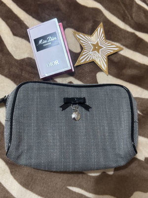 Dior fabric toiletry bag used, black and grey