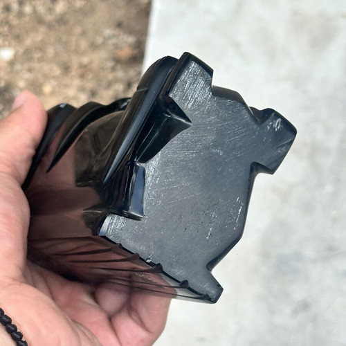 Vintage Aztec/Maya decorative sculpture made of black obsidian, used