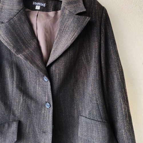 Paresa women's blazer, grey-black with orange stripe, lined, size 58