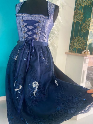 Βαυαρικό φόρεμα dirndl σαν καινούργιο, μπλε με δαντελένια ποδιά