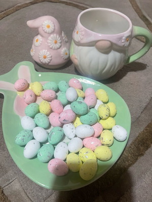 Easter cup and saucer set like new with decorative eggs