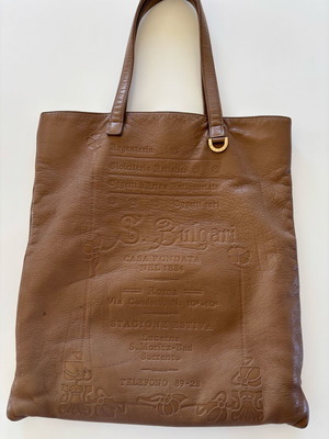 Τσάντα ώμου Bvlgari από δέρμα μοσχαριού ανακατασκευασμένη, μπεζ