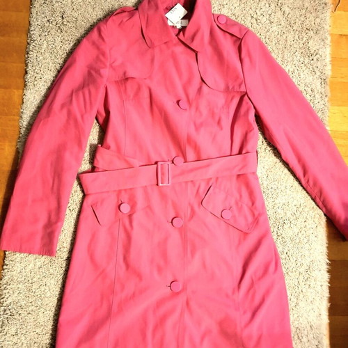 Marks & Spencer pink fuchsia trench coat with pockets and belt, waterproof, size 10