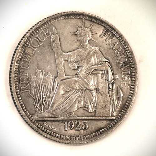 1 Piastre French Indochina 1925 Silver Plated Replica Coin New