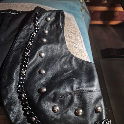 Joan Black Genuine Sheep Leather Vest Size M new, black