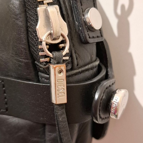 Diesel vintage Y2K black leather crossbody bag with studs used