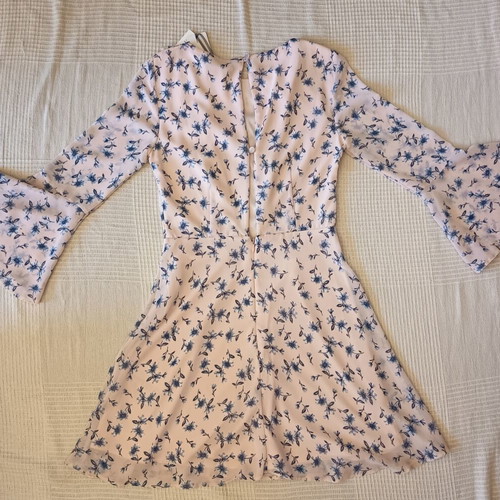 Lipsy London Mini Dress New Light Pink Blue Floral Ruffles Bell Sleeves