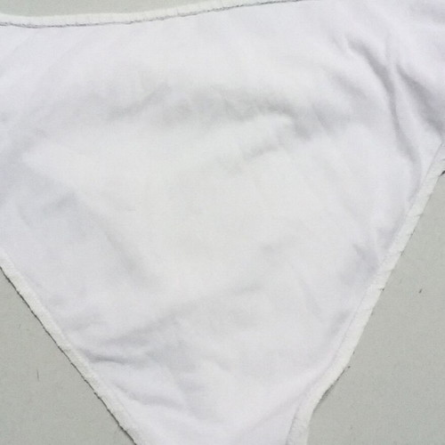High-waisted bikini bottom, white, draped waistband