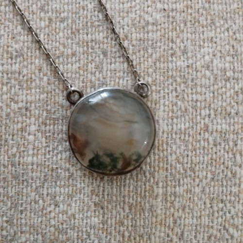 Silver 925 necklace used with natural Dendritic Agate 21mm