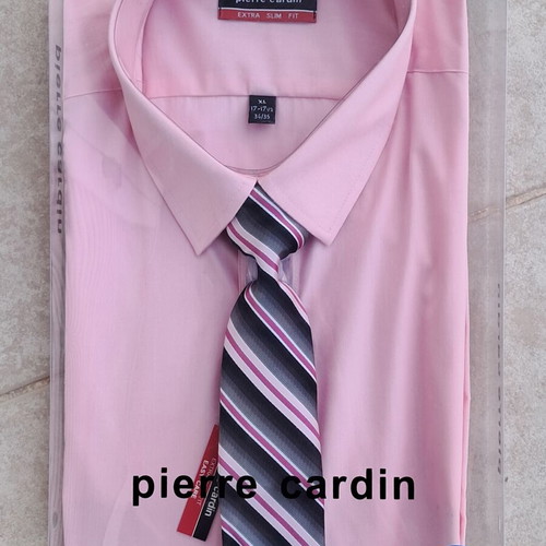 Pierre Cardin men's dress shirt XL cherry pink new with tie